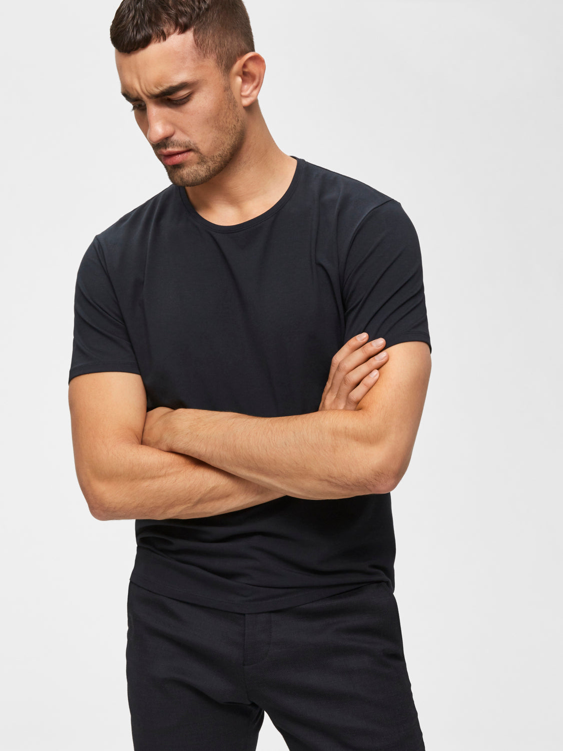 Pima bomull O-neck T-Skjorte - Sort/ Black